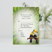 Invitation Toucans de la Jungle RSVP avec Choix de Plat (Debout devant)