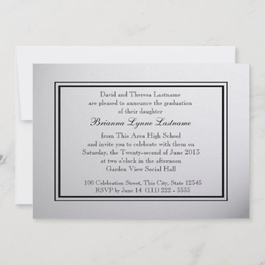 Invitation Touch of Class Graduation 2013 Noir (Dos)