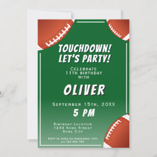 Invitation Touchdown American Football Ball Sports Anniversai