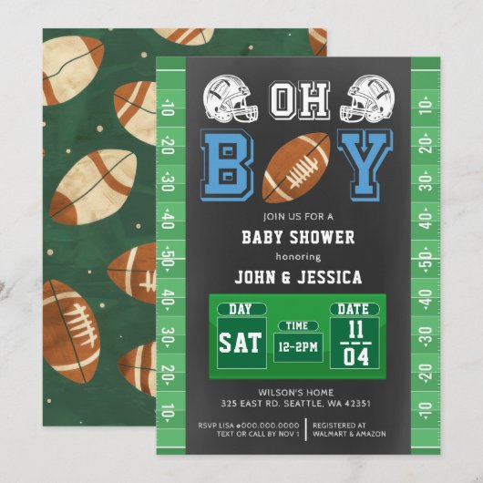 Invitation Touchdown Boy Football (Devant / Derrière)