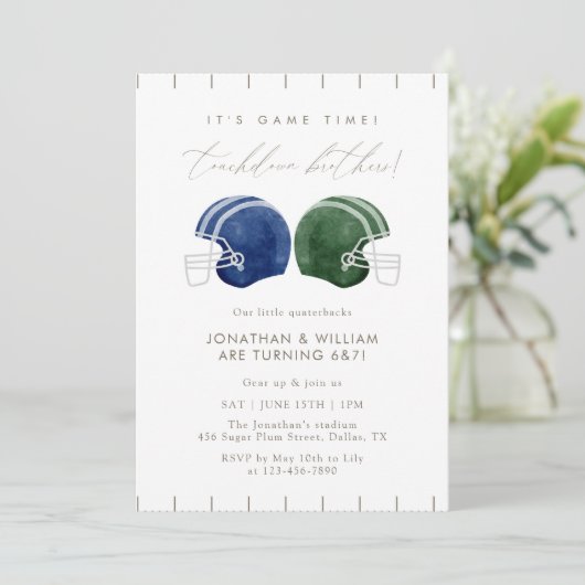 Invitation Touchdown Brother Joint Football Helmet Birthday (Debout devant)
