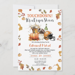 Invitation Touchdown c'est une couche Baby shower Citrouille 