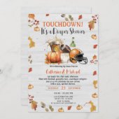 Invitation Touchdown c'est une couche Baby shower Citrouille  (Devant / Derrière)