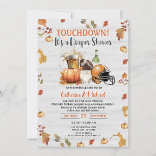 Invitation Touchdown c'est une couche Baby shower Citrouille 