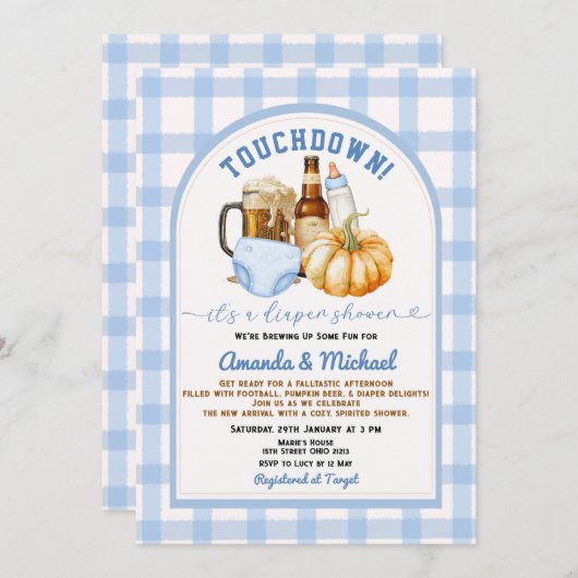 Invitation Touchdown c'est une douche à couches Bière de citr (Devant / Derrière)