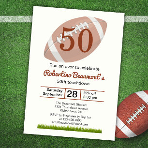 Invitation Touchdown Cinquante Anniversaire de 50 ans Footbal