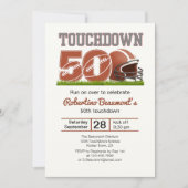 Invitation Touchdown Fifty Funny Football 50e anniversaire (Devant)