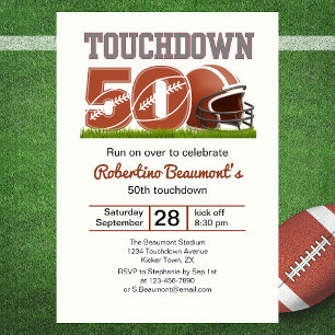 Invitation Touchdown Fifty Funny Football 50e anniversaire