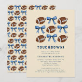 Invitation Touchdown Football and Bows Baby Shower (Devant / Derrière)