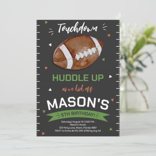 Invitation Touchdown Football Anniversaire (Debout devant)