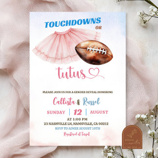 Invitation Touchdown ou Tutus Révélation du Sexe