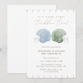 Invitation Touchdown Twins Football Helmet Birthday (Devant / Derrière)