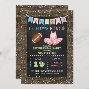 Invitation Touchdowns et jumeaux anniversaire ou baby shower