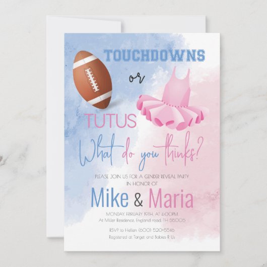 Invitation Touchdowns ou Tutus (Devant)