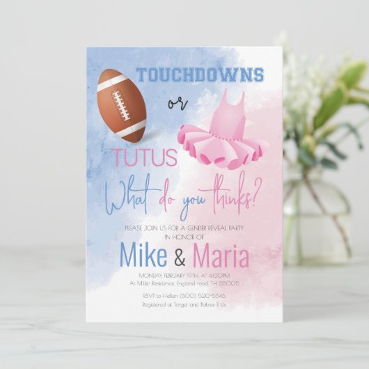 Invitation Touchdowns ou Tutus (Debout devant)