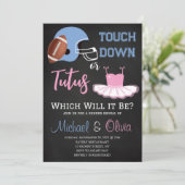 Invitation TOUCHDOWNS OU TUTUS Baby shower de révélation de g (Debout devant)
