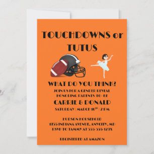 Invitation Touchdowns ou Tutus Fête de Révélation du Sexe