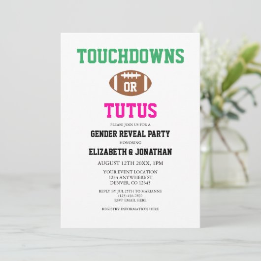 Invitation Touchdowns ou Tutus Genre Reveal (Debout devant)