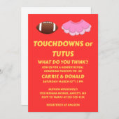 Invitation Touchdowns ou Tutus genre révéler la fête (Devant / Derrière)