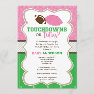 Invitation Touchdowns ou tutus genre révéler l'invitation