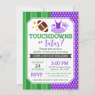 Invitation Touchdowns ou Tutus Purple Sexe Reveal Party