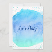 Invitation Touche d'aquarelle bleu rose éclat doré  (Dos)