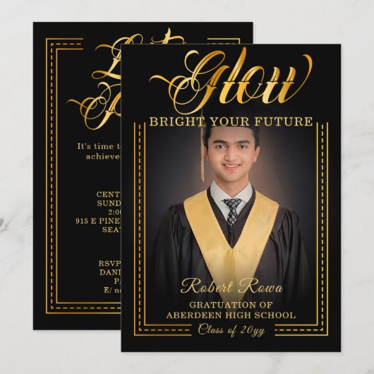 Invitation Touche d'or Illuminez votre avenir. (Devant / Derrière)