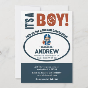 Invitation Touche personnelle Football américain Baby Shower
