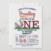 Invitation Toucher le Big One Baseball 1er Anniversaire (Devant)