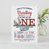 Invitation Toucher le Big One Baseball 1er Anniversaire (Debout devant)