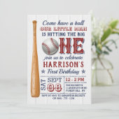 Invitation Toucher le Big One Baseball 1er Anniversaire (Debout devant)