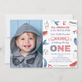 Invitation Toucher le Big ONE Baseball 1er Anniversaire photo (Devant)