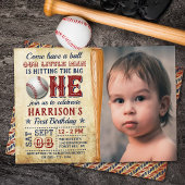 Invitation Toucher le Big One Baseball 1er Anniversaire Photo