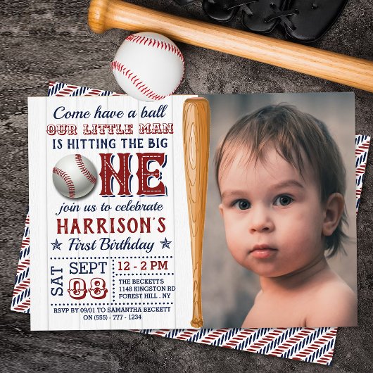 Invitation Toucher le Big One Baseball 1er Anniversaire Photo