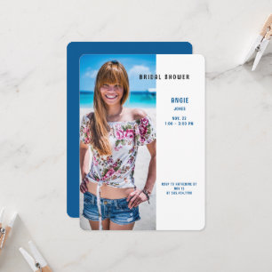 Invitation Touches de la Fête des mariées Bleue Photo été