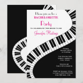Invitation Touches de piano courbées ondulées Bachelorette Pa (Devant / Derrière)