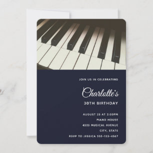 Invitation Touches de piano noir et blanc Photographie Annive
