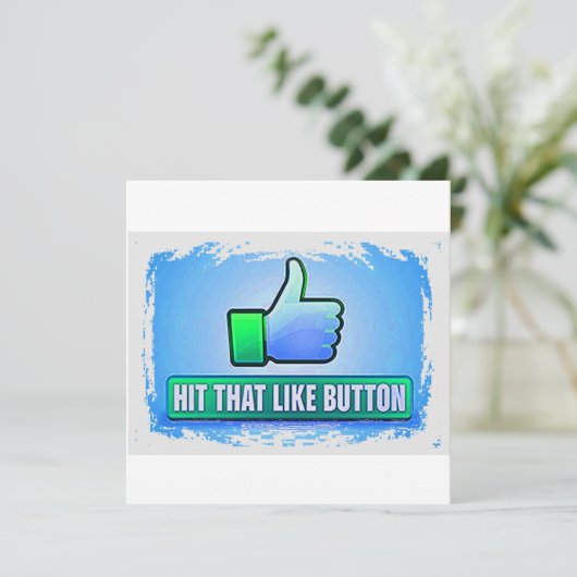 Invitation Touchez ce bouton Like (Debout devant)