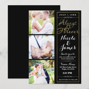 Invitation TOUJOURS et pour toujours le Mariage d'or noir pho