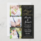 Invitation TOUJOURS & FOREVER Modern 3 Photo Black Gold Maria (Devant)