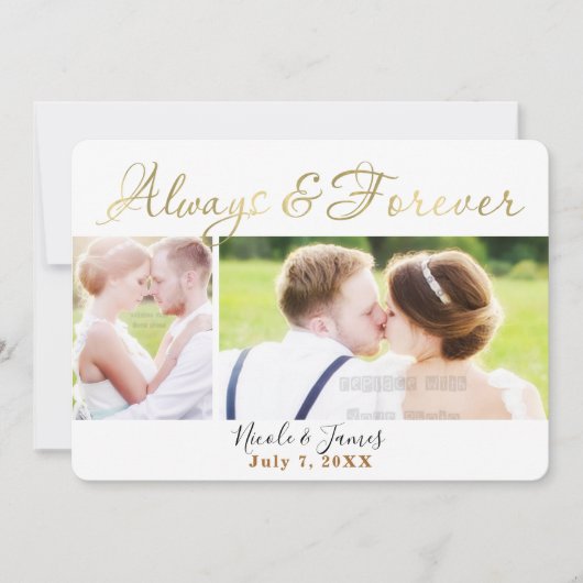 Invitation TOUJOURS & FOREVER OR MARIAGE 4 Photos Photo (Devant)