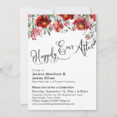 Invitation Toujours Heureux Typographie Fleurs Rouge Bourgogn (Devant)