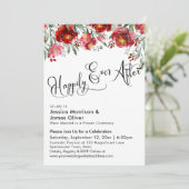 Invitation Toujours Heureux Typographie Fleurs Rouge Bourgogn (Debout devant)