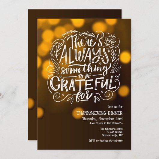 Invitation Toujours Quelque Chose À Remercier Pour Thanksgivi (Devant / Derrière)