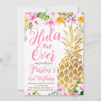 Invitation Toule rose rousse sur, Luau, Anniversaire d'ananas
