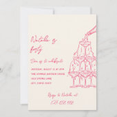 Invitation Tour Champagne à main rose 40e anniversaire (Devant)