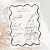 Invitation Tour Champagne Rétro Mariage à main levée