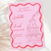 Invitation Tour Champagne Rouge rose Mariage à main levée