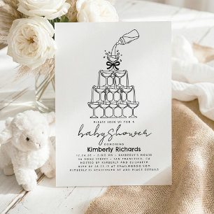 Invitation Tour de champagne au biberon de lait pour bébé Cad