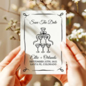 Invitation Tour de champagne dessinée à la main de manière fa